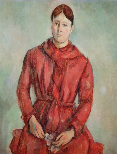 Portret van Madame Cezanne in een Rode Jurk, c.1890 door Paul Cézanne